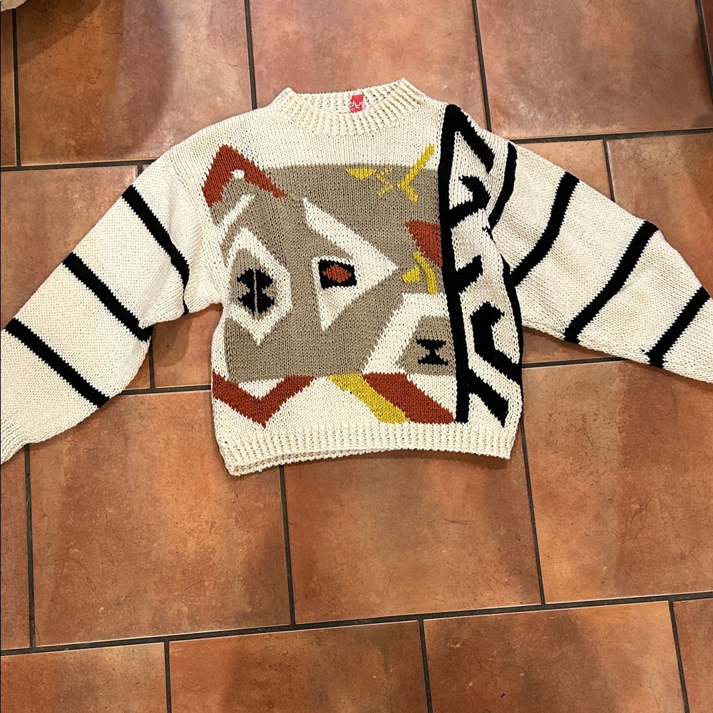 Byblos Geometric Sweater - Cream, Black, Brown, Orange